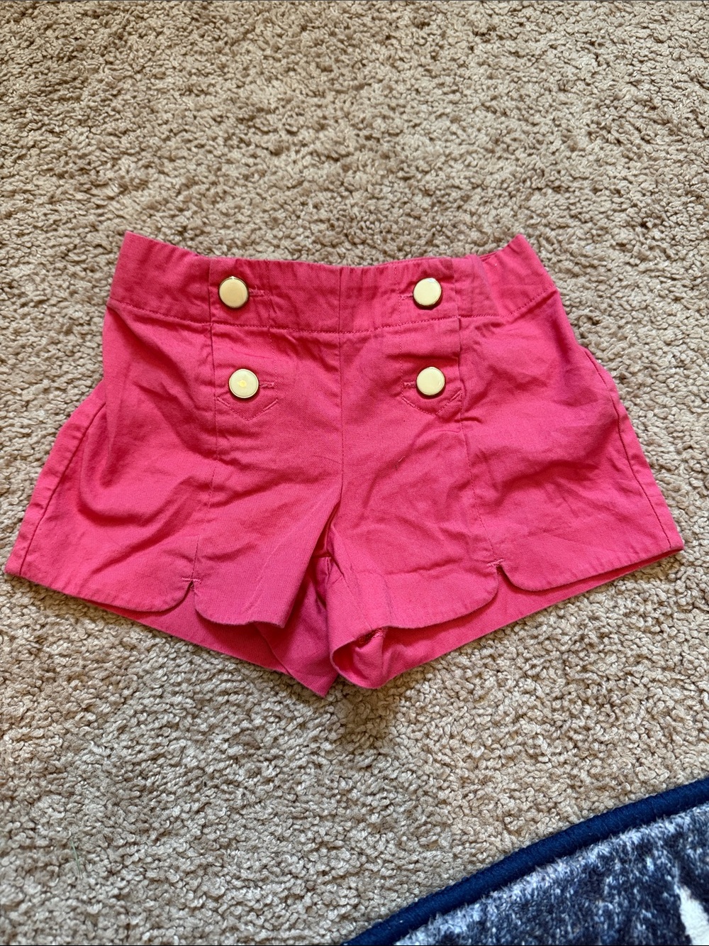 Janie and Jack Hot Pink Scallop Hem High-Waist Shorts with Gold Buttons